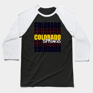 Colorado Springs Typography Flag Baseball T-Shirt